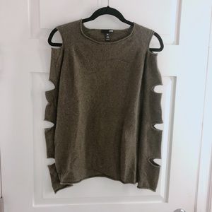 AQUA green 100% cashmere sweater